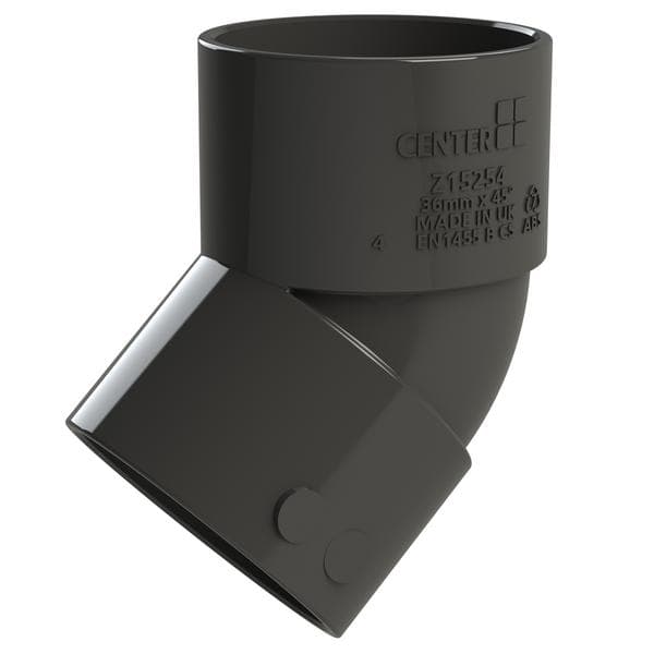 Abs Riser Bend Center 45 degree ABS obtuse bend 32mm Black| Wolseley