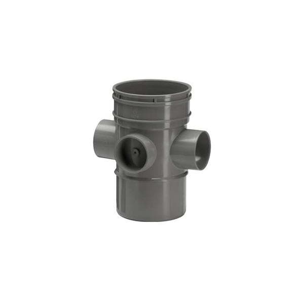 Four Way Socket Roma Polypipe Terrain 100 four way socket spigot pipe 110mm Grey | Wolseley