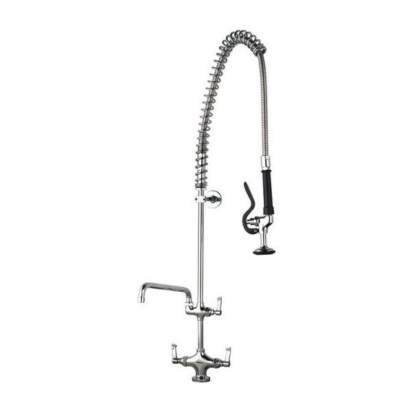 Aquajet twin feed single pedestal pre-rinse spray unit w/ st&ard
