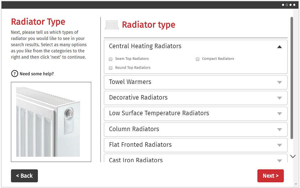 Radiator Size Chart