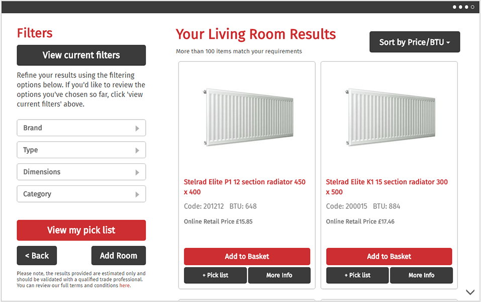 Radiator Size Chart